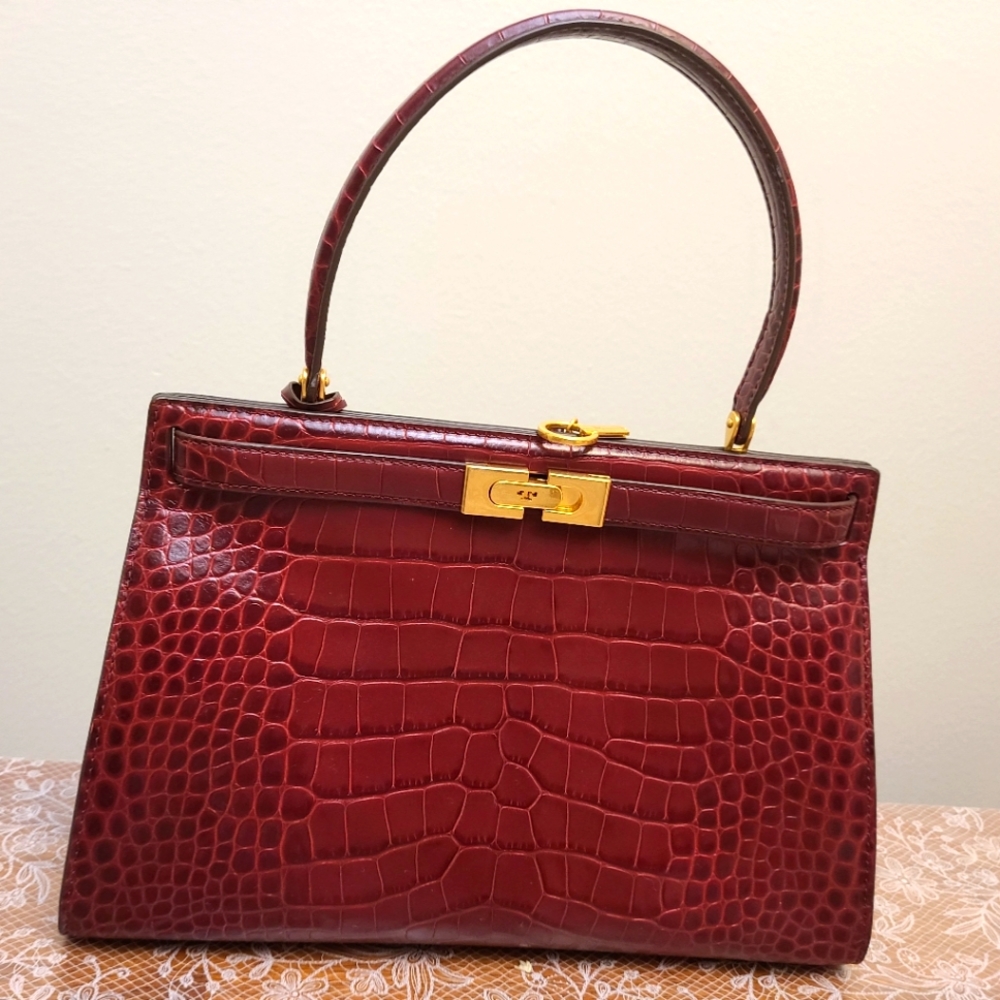 Tory Burch small Lee Radziwill croc handbag